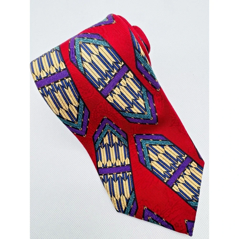 Robert Talbott Silk Tie‎ Men Red Geometric Best of Class Hand Sewn 59